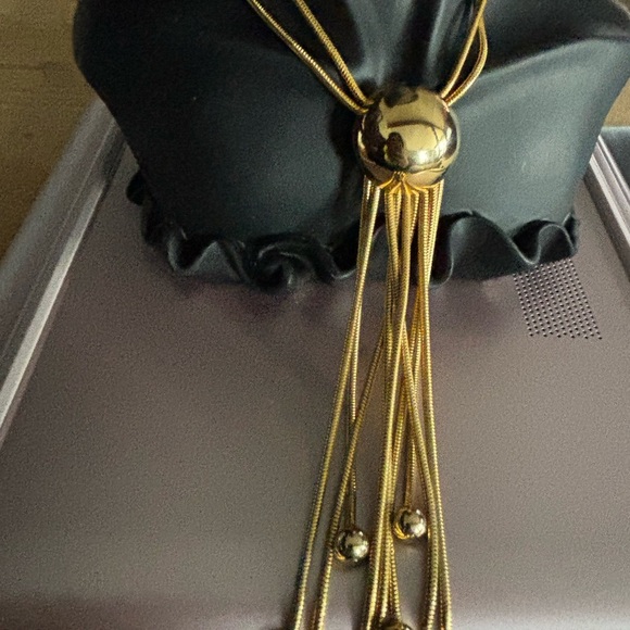 Vintage Gold Tone long Length Necklace w/Ball Dangles - Picture 6 of 9